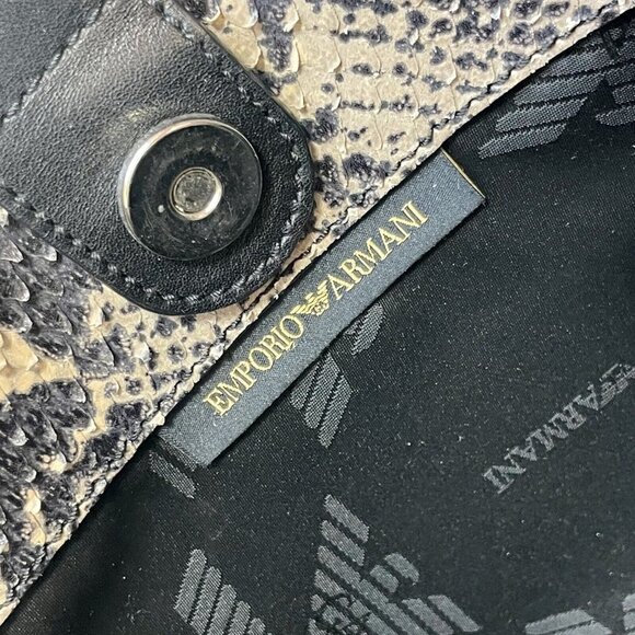 Emporio Armani Womens Calfskin Leather Python Handbag L with Coin Purse Wallet - Picture 3 of 11